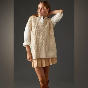 ANTHROPOLOGIE OVERSIZED CABLE-KNIT SWEATER VEST.